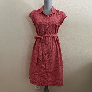 Motherhood Maternity Coral Black Polka Dot Dress